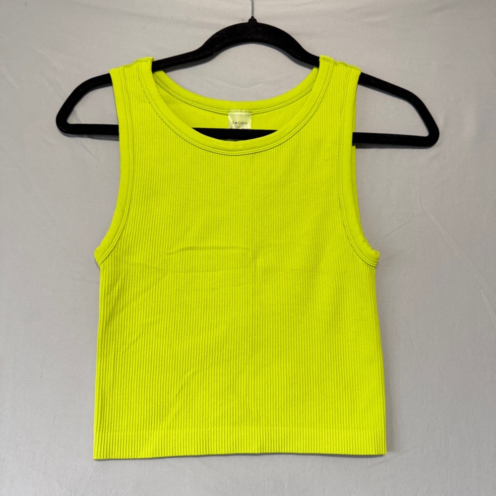 Sunday Best Neon Yellow Ribbed Crop Tank